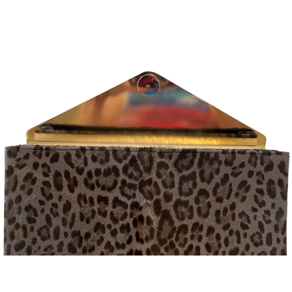 Jimmy Choo Calf Hair Leopard Print Clutch Purse W/Bag Cert. Authenticity Clean - Picture 7 of 10